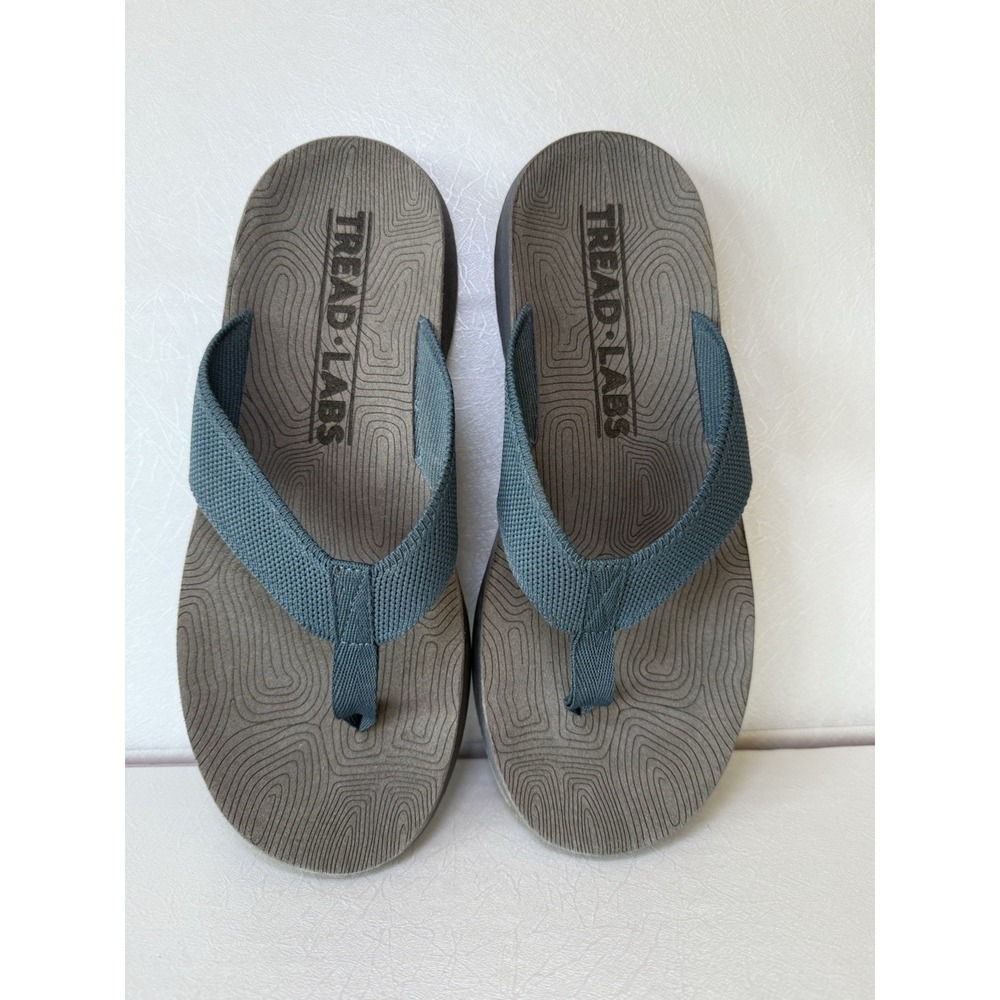 Tread Labs Men's Orleans Flip Flops Sandals Blue/Grey Size 9